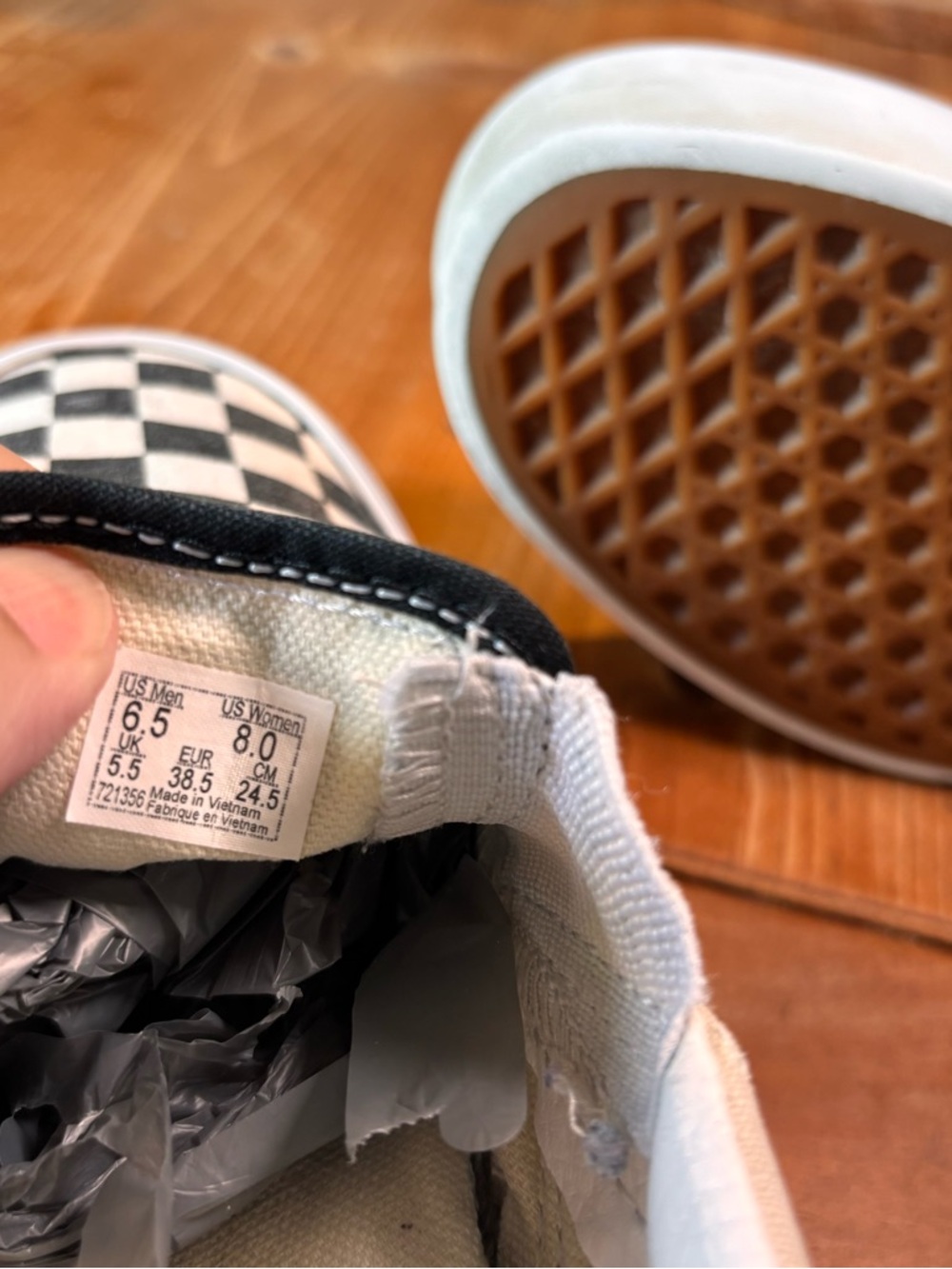 Vans womens classic slip on stackform checkerboard sneakers black/white 8 - Picture 8 of 8